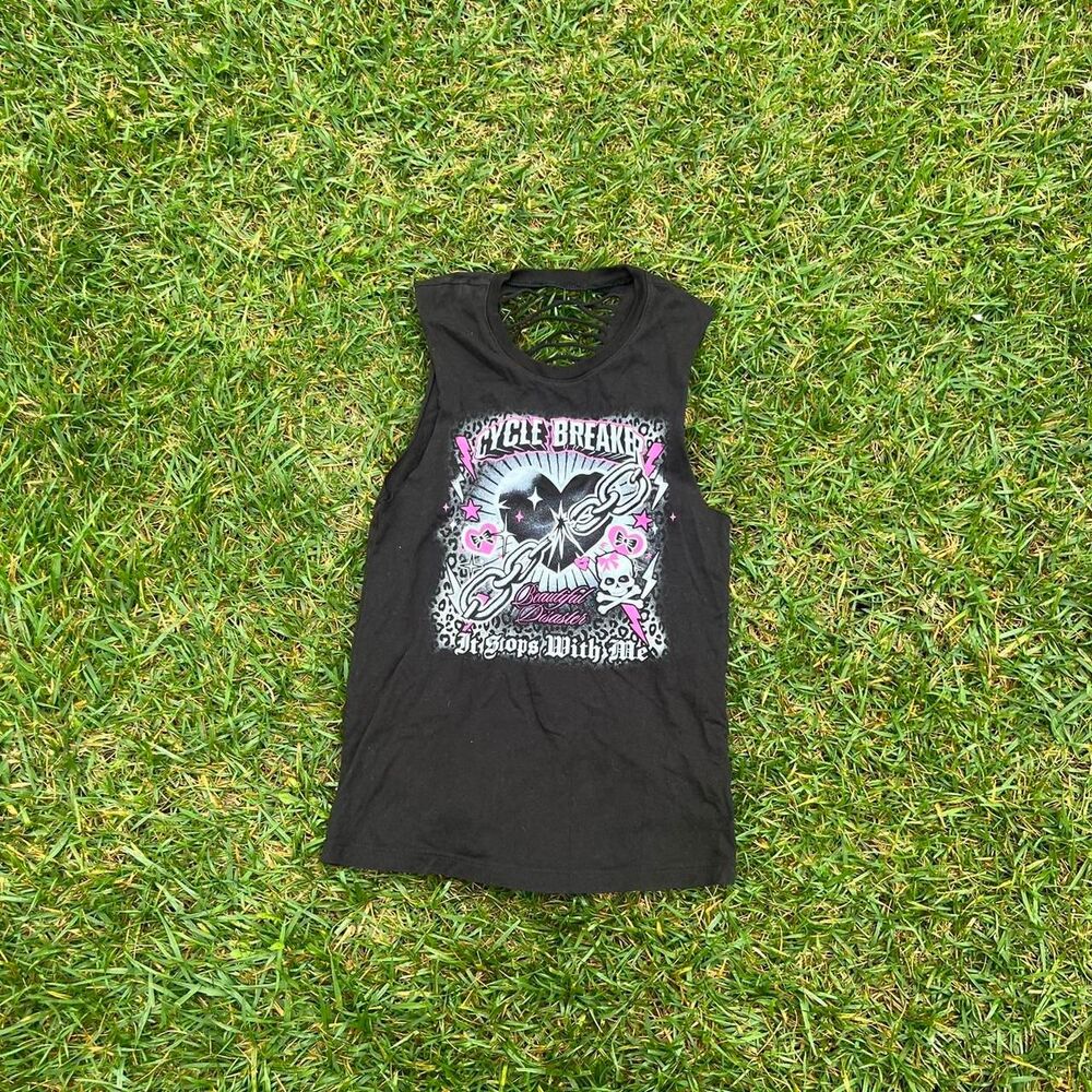 Beautiful disaster y2k cycle breakers tank top women’s size S